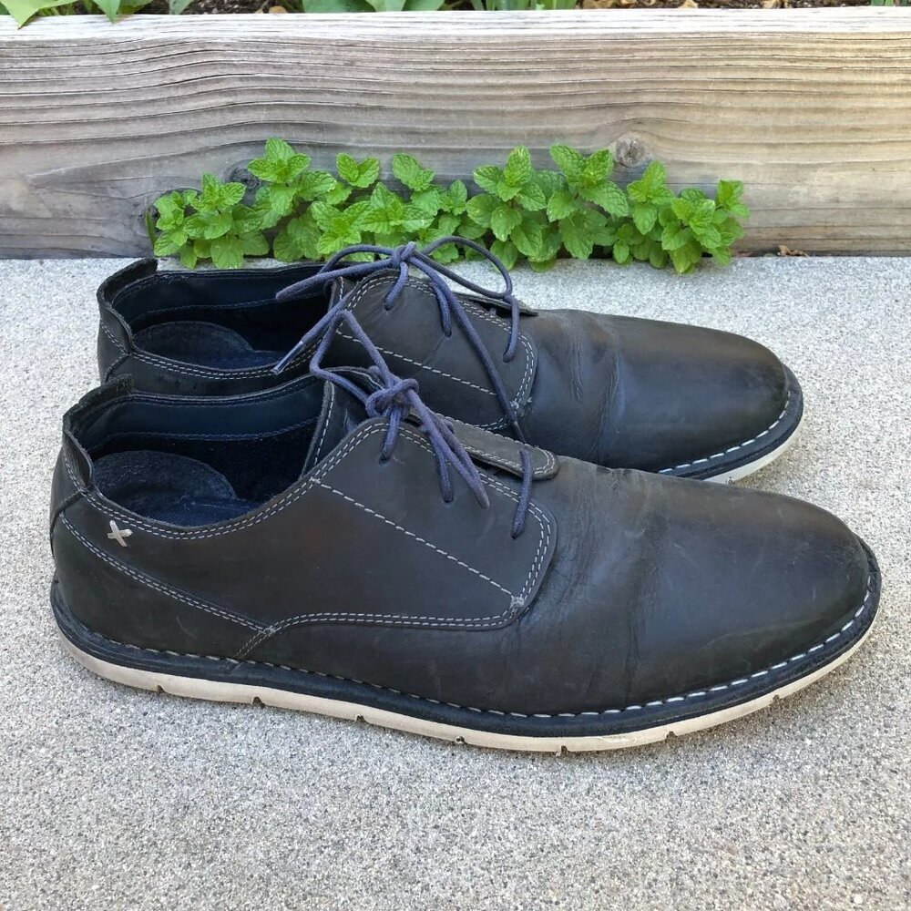 FOUR BROTHERS Leather Casual Shoes Men's 11.5 Navy Lace Up Dress Sneakers​​